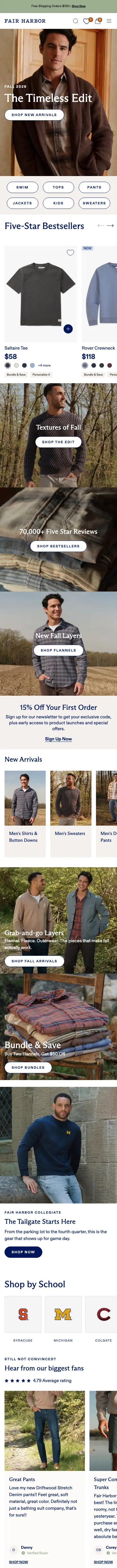 Fair Harbor homepage on a phone, full page