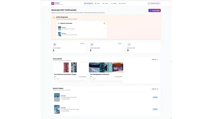 SHOUT: Creator Marketplace & UGC Video Testimonial App for Shopify