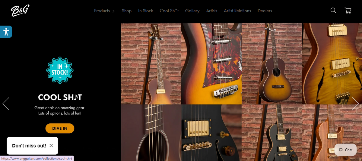 B&G Guitars — Handmade Instrument Storefront with Custom Build Configurator