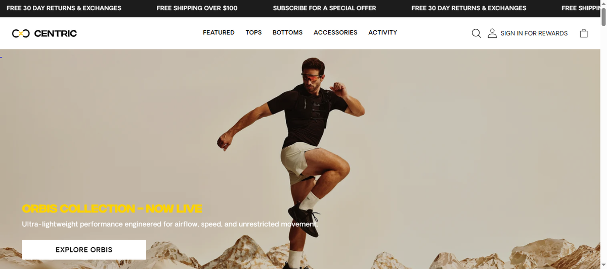 Centric — Men's Performance Activewear Storefront on Shopify