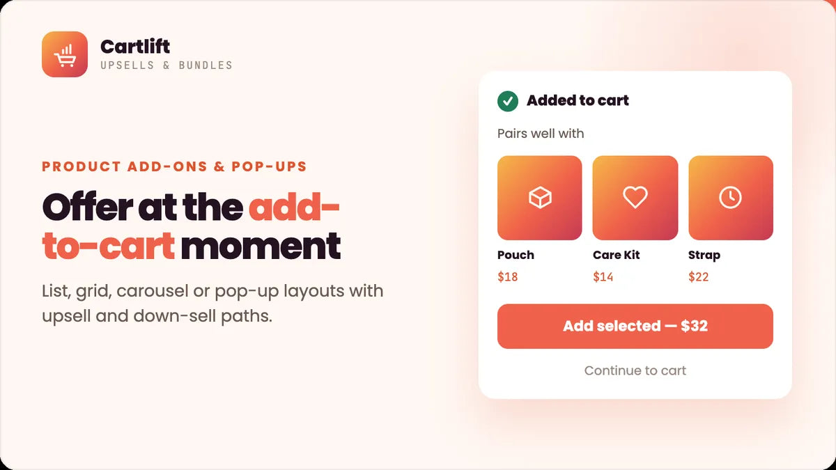 Cartlift: lift the order at the add-to-cart moment