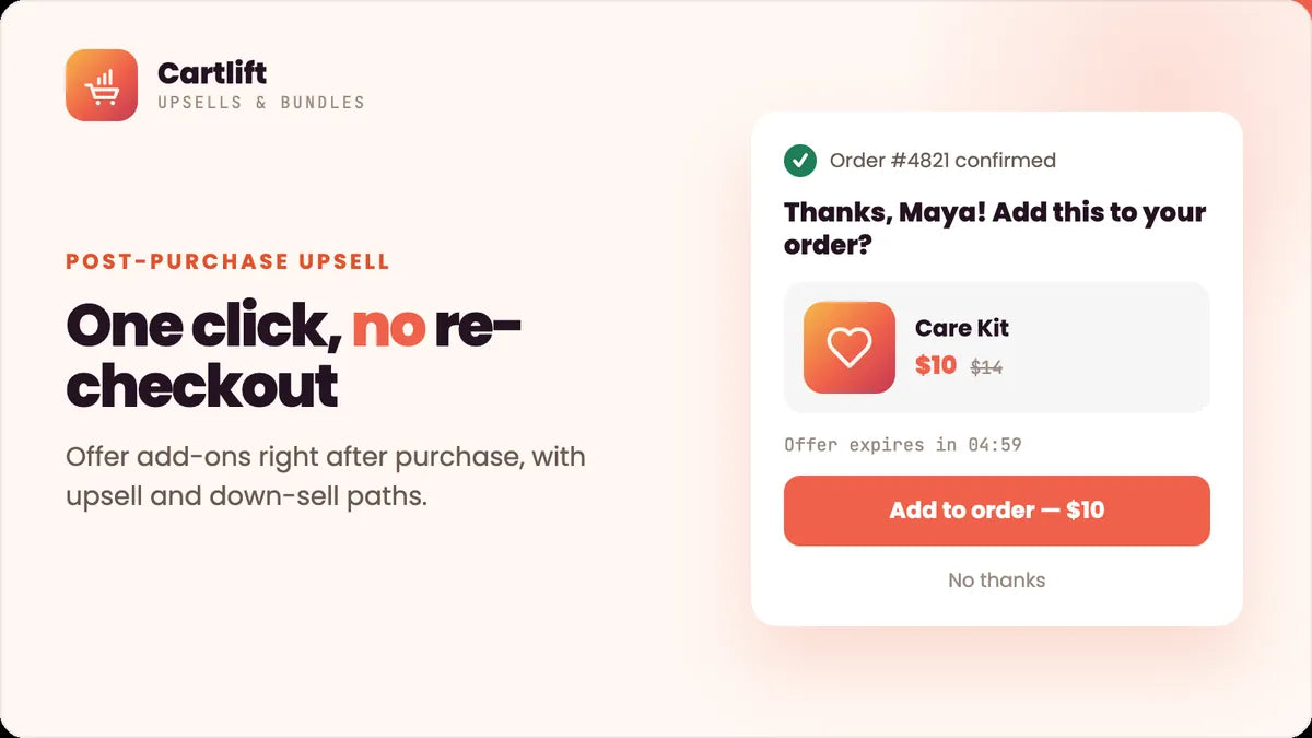Cartlift: add to the order after it is paid