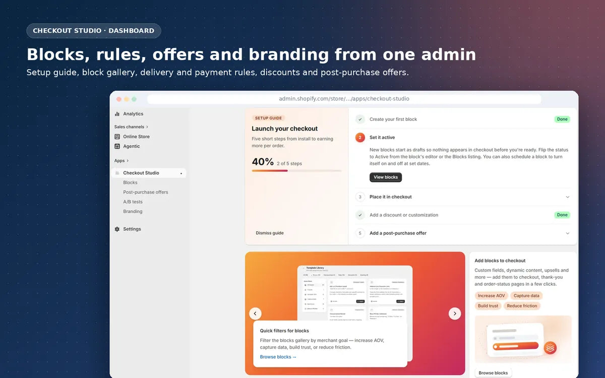 Checkout Studio dashboard