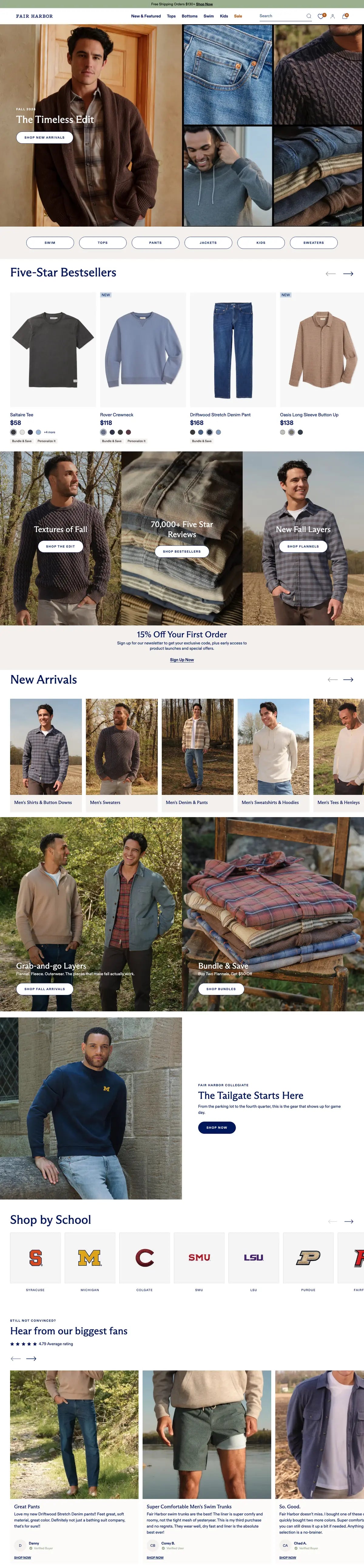 Fair Harbor homepage, full page